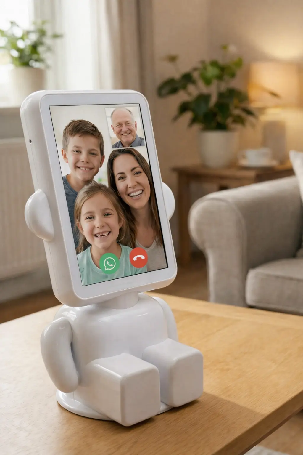 Buddy device on a video call with family
