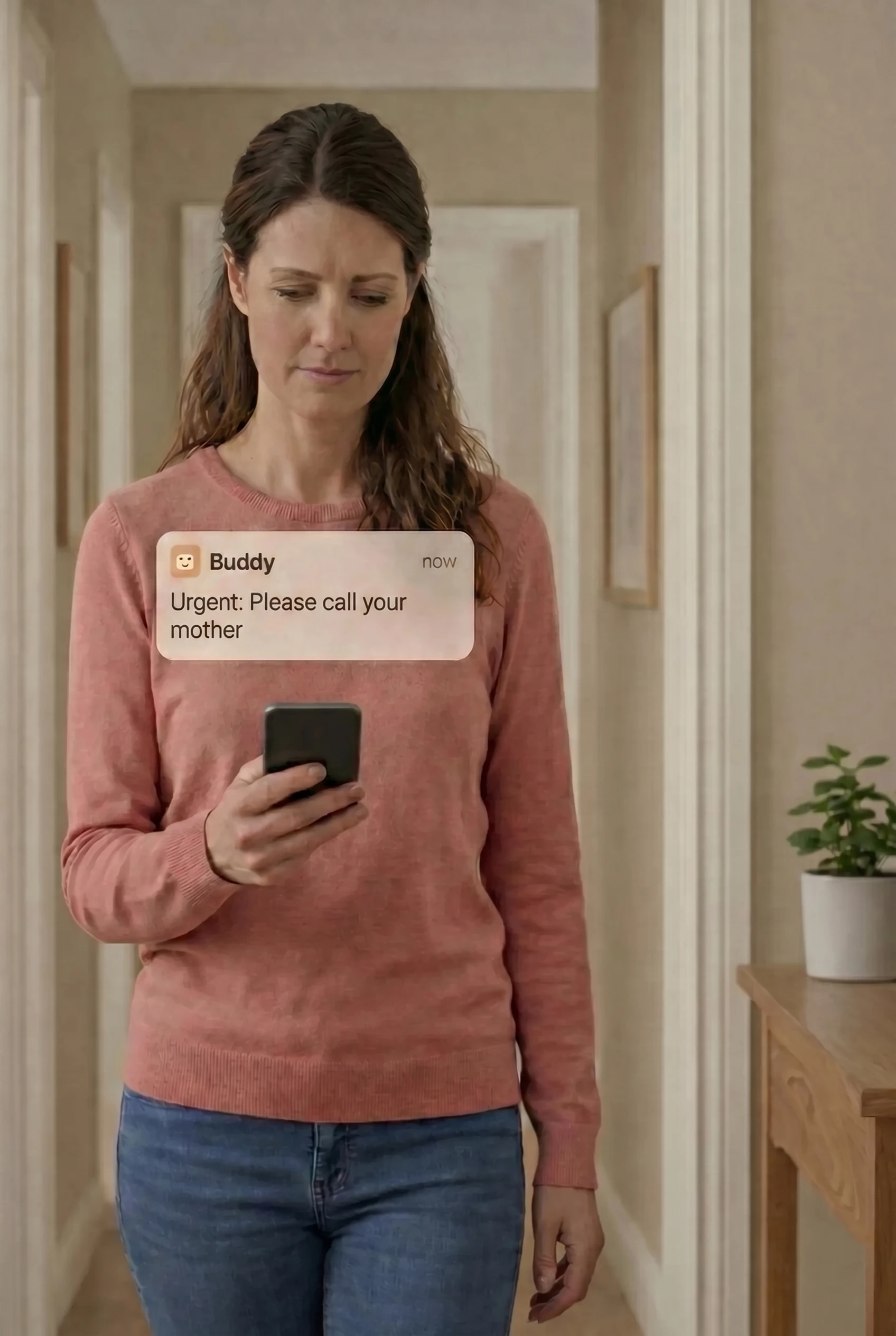 Caregiver receives an urgent notification from the Buddy app